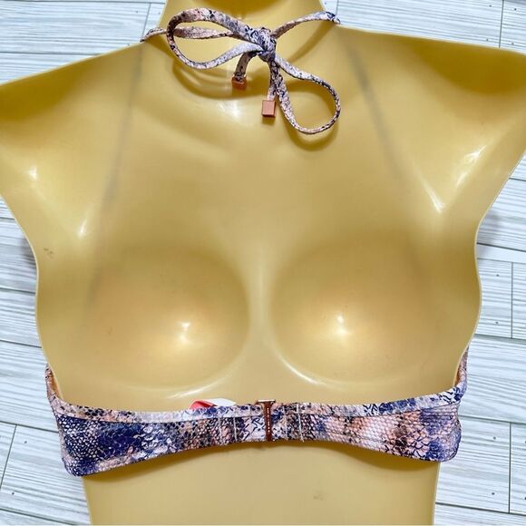 VICTORIA'S SECRET BOOSTER HALTER SWIMSUIT BIKINI TOP NWT SNAKESKIN MERMAID 36C - Picture 7 of 11